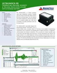Thumbnail of document Data Sheet - UltraShock Temperature, Humidity, Pressure, and Tri-Axial Shock Data Logger